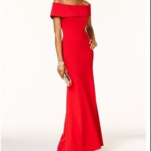 Betsy & Adam's Dress Ruffled Trim off the Shoulder